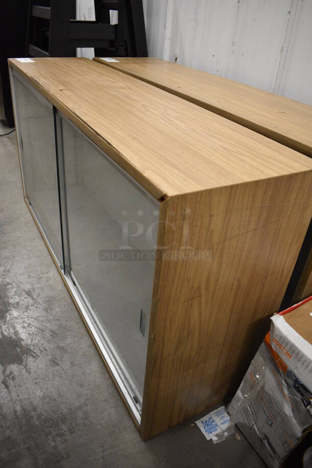 Wood Pattern Dry Display Cabinet w/ 2 Sliding Glass Panes. 48x12x24 - Image 4 of 4