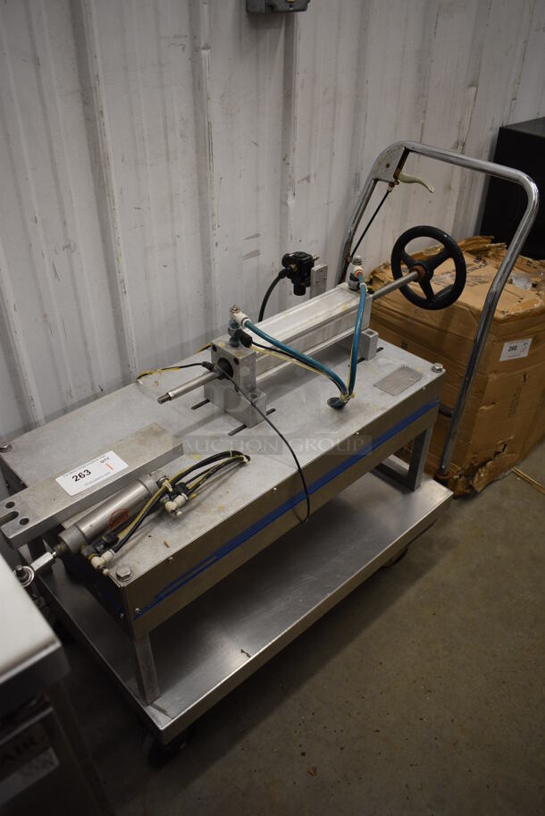 Geyer Metal Commercial Liquid Viscous Product Filler Base on Cart w/ Commercial Casters. 46x20.5x36 - Image 2 of 6
