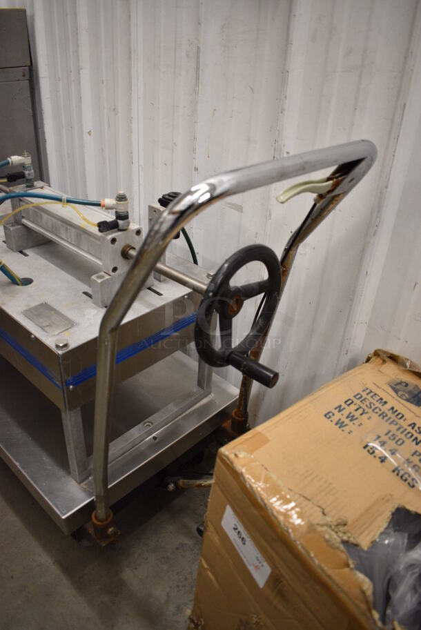 Geyer Metal Commercial Liquid Viscous Product Filler Base on Cart w/ Commercial Casters. 46x20.5x36 - Image 4 of 6