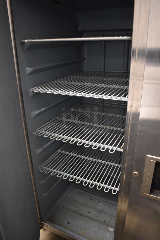 NICE! Delfield Model 6051-S Stainless Steel Commercial 2 Door Reach In Cooler w/ Poly Coated Racks on Commercial Casters. 115 Volts, 1 Phase. 51x33x79. Tested and Powers On But Temps at 54 Degrees - Image 6 of 6