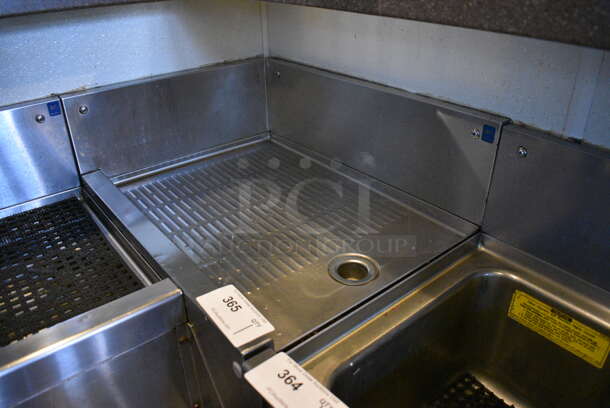 Stainless Steel Commercial Drainboard w/ Backsplash. BUYER MUST REMOVE. 24x19x36