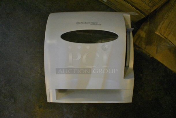 4 IN ORIGINAL BOX! Kimberly Clark White Wall Mount Paper Towel Dispensers. 14x8x13. 4 Times Your Bid!