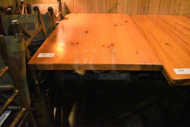 Wooden Tabletop on Black Metal Table Base. 48x30x30