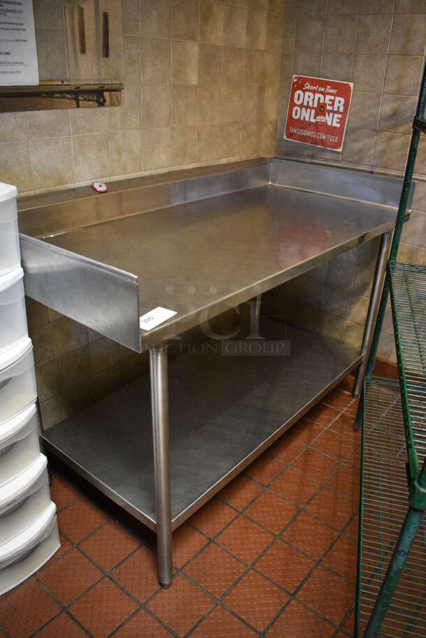 Stainless Steel Commercial Table w/ Undershelf and Backsplash. 60x31x41