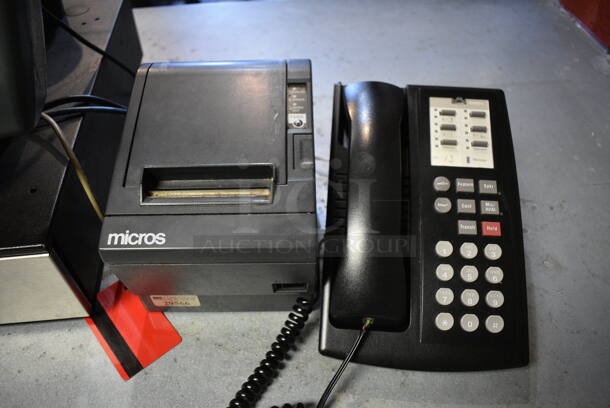 ALL ONE MONEY! Lot of 15" POS System Monitor, Epson Model M129C Receipt Printer, Micros Cash Drawer and Corded Telephone!  - Image 3 of 4