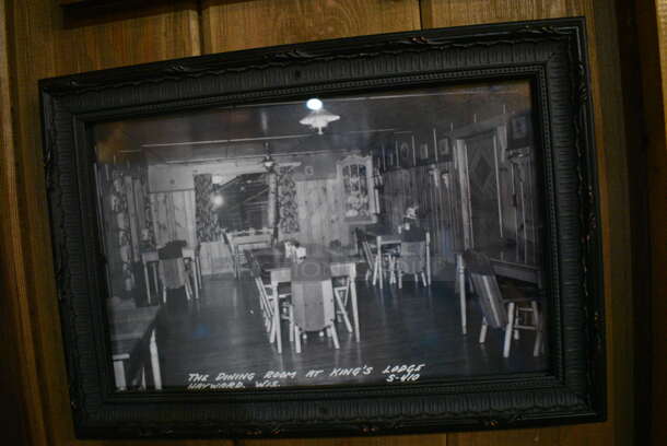 ALL ONE MONEY! Lot of Various Wall Decorations Including 5 Pictures; Skiing Picture, Black and White Dining Room Picture, Snowmobile Route Sign, Trail Sign and Winter Scene! BUYER MUST REMOVE - Image 3 of 5