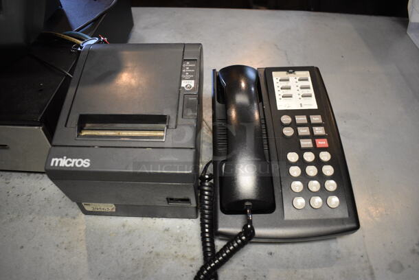 ALL ONE MONEY! Lot of 15" POS System Monitor, Epson Model M129C Receipt Printer, Micros Cash Drawer and Corded Telephone!  - Image 3 of 4