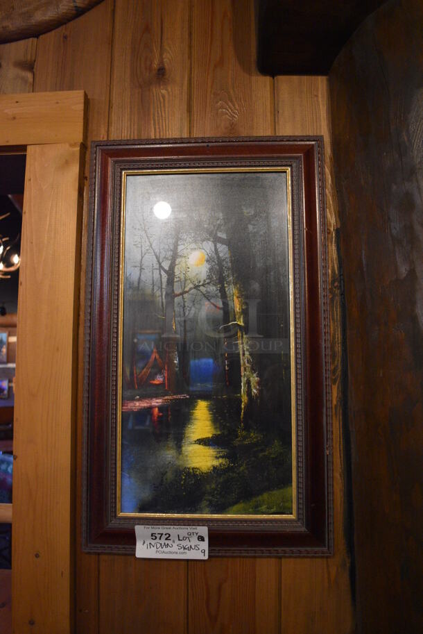 ALL ONE MONEY! Lot of Various Wall Decorations Including 9 Native American Decorations; Cabins Sign, Canoe Decor, Genuine Indian Souvenirs Sign, and Various Pictures! BUYER MUST REMOVE - Image 3 of 6