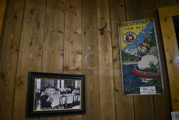 ALL ONE MONEY! Lot of Various Wall Decorations Including 6 Various Signs; Native American Picture, Bird Picture, Mountain Picture, Deer Picture, Dining Room Picture and Vacations For All Sign! BUYER MUST REMOVE - Image 4 of 4
