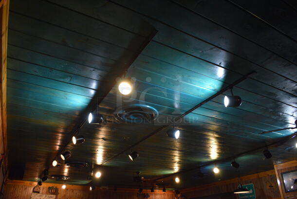 36 Track Lights on 6 Metal Strips. BUYER MUST REMOVE. 36 Times Your Bid! - Image 1 of 3