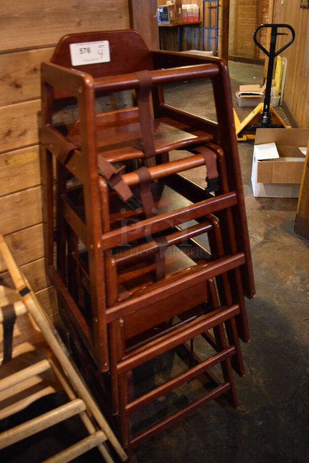 4 Wood Pattern High Chairs. 19x20x29. 4 Times Your Bid! - Image 2 of 3