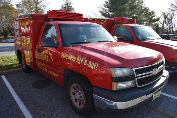 2006 Chevrolet Silverado 1500 w/ Reefer Trailer Attachment; 2 Cold Compartments and 2 Hot Compartments. VIN 3GCEC14X36G155656. Odometer Reads 101,520. Vehicle Runs and Drives! Title Is Free and Clear. See Lot 6 For Additional Pictures!