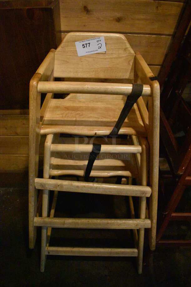 2 Wood Pattern High Chairs. 19x20x29. 2 Times Your Bid! - Image 1 of 3