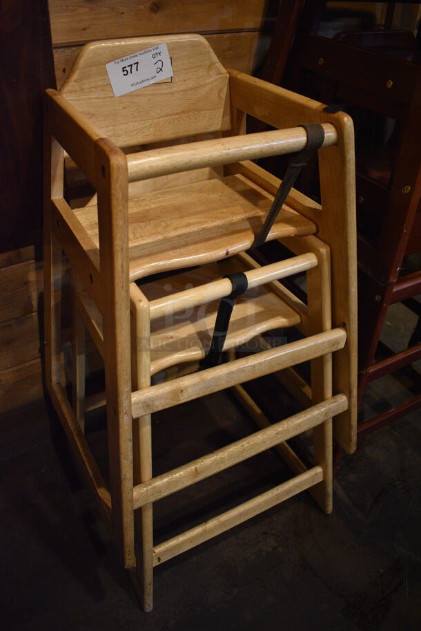 2 Wood Pattern High Chairs. 19x20x29. 2 Times Your Bid! - Image 2 of 3