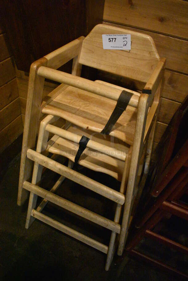 2 Wood Pattern High Chairs. 19x20x29. 2 Times Your Bid! - Image 3 of 3