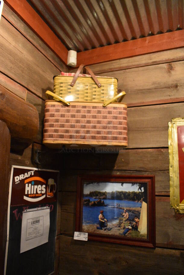 ALL ONE MONEY! Lot of Wall Decor; Picnic Baskets, Framed Pictures, Royal Crown Cola Sign, Chris and Craft Motorboats Sign, Coca Cola Sign and Box! BUYER MUST REMOVE - Image 6 of 6
