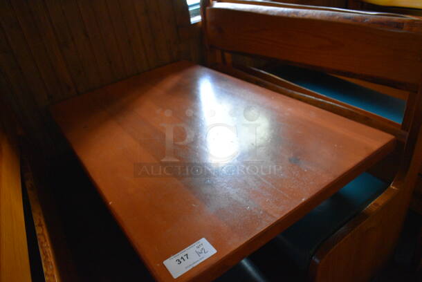 ALL ONE MONEY! Lot of Wooden Table on Black Metal Table Base and 2 Wooden Natural Edge Benches w/ Green Cushion. 48x30x30, 48x22x42 - Image 3 of 4