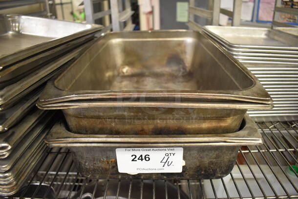 4 Stainless Steel Full Size Drop In Bins. 1/1x4, 1/1x6. 4 Times Your Bid!