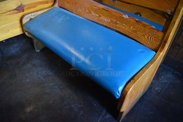 2 Wooden Natural Edge Benches w/ Green Cushion. 48x22x42, 52x22x42. 2 Times Your Bid! - Image 2 of 3