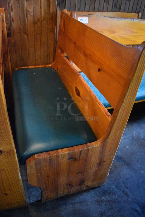 2 Wooden Natural Edge Benches w/ Green Cushion. 48x22x42. 2 Times Your Bid! - Image 3 of 4