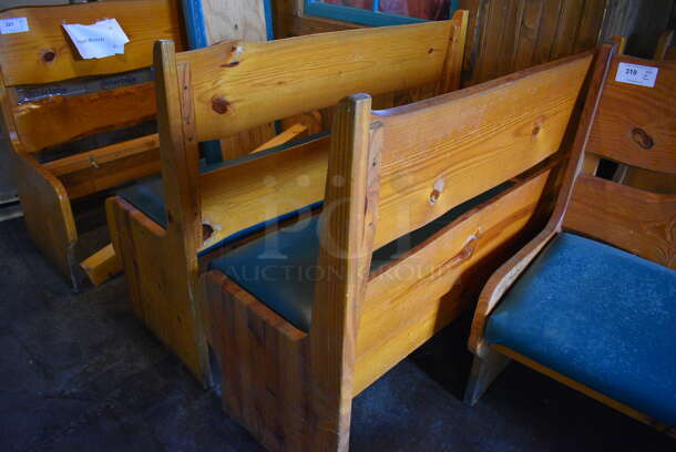2 Wooden Natural Edge Benches w/ Green Cushion. 48x22x42. 2 Times Your Bid! - Image 4 of 4
