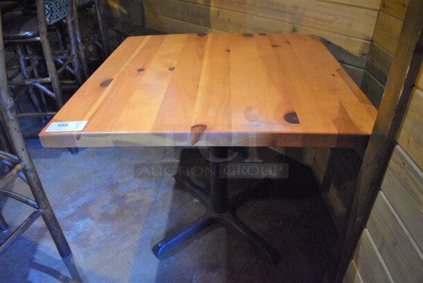Wooden Tabletop on Black Metal Table Base. 36x36x30