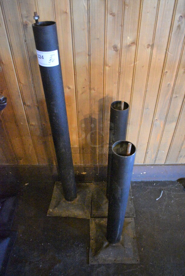 3 Black Metal Table Base Pieces. 10x10x27, 10x10x39. 3 Times Your Bid! - Image 1 of 2