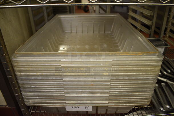 12 Clear Poly Straining Bins. 18x26x4. 12 Times Your Bid!