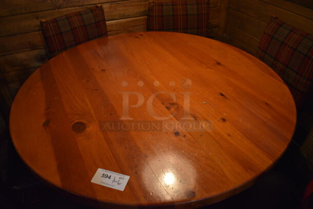 ALL ONE MONEY! Lot of Round Wooden Table on Black Metal Table Base and 6 Natural Edge Dining Chairs. 48x48x30, 20x17x36 - Image 2 of 5