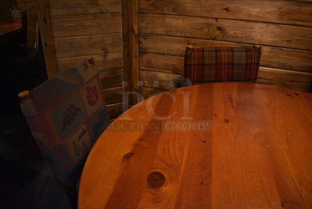 ALL ONE MONEY! Lot of Round Wooden Table on Black Metal Table Base and 6 Natural Edge Dining Chairs. 48x48x30, 20x17x36 - Image 3 of 5