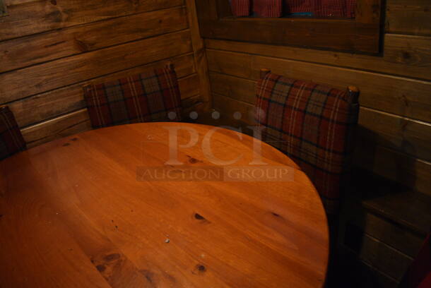 ALL ONE MONEY! Lot of Round Wooden Table on Black Metal Table Base and 6 Natural Edge Dining Chairs. 48x48x30, 20x17x36 - Image 4 of 5