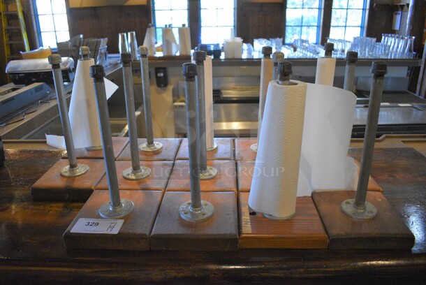 14 Wooden and Metal Paper Towel Holders. 7x7x15. 14 Times Your Bid!