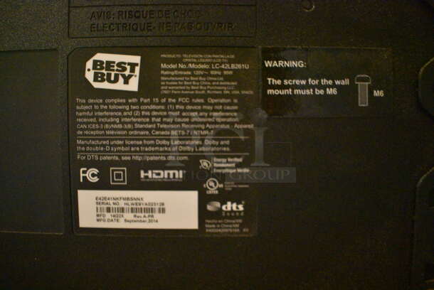 Sharp Model LC-42LB261U 42" Television. Buyer Must Pick Up - We Will Not Ship This Item. Tested and Working! - Image 4 of 4