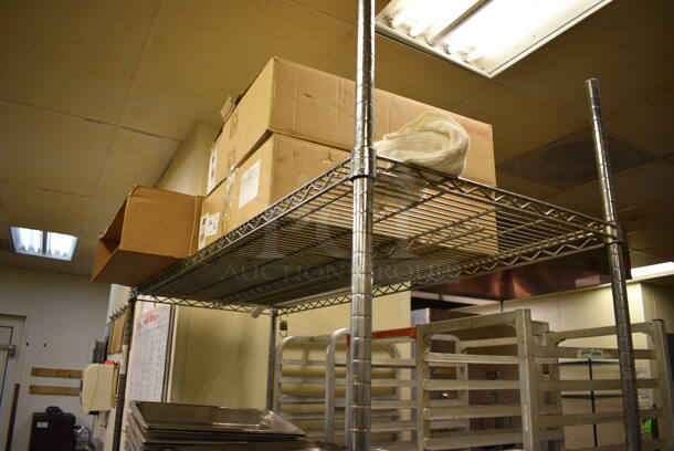 Chrome Finish 4 Tier Metro Style Shelving Unit. BUYER MUST DISMANTLE. PCI CANNOT DISMANTLE FOR SHIPPING. PLEASE CONSIDER FREIGHT CHARGES. 60x24x86 - Image 3 of 3