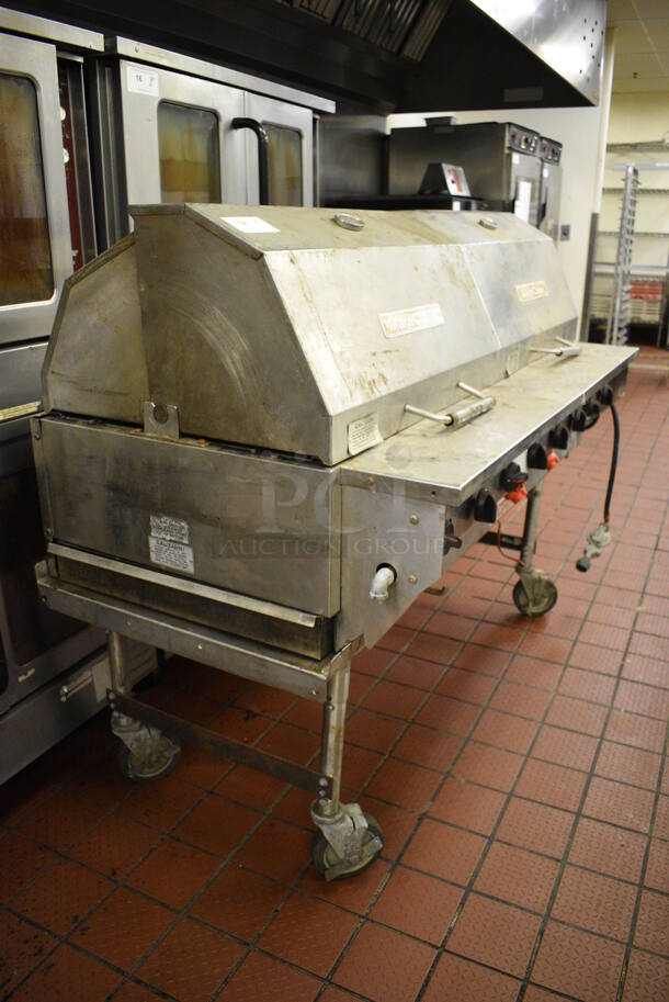 SWEET! MagiCater Stainless Steel Commercial Floor Style Propane Gas Powered Charbroiler Smoker on Commercial Casters. 68x34x52. Unit Was Working When Restaurant Closed! - Image 2 of 11