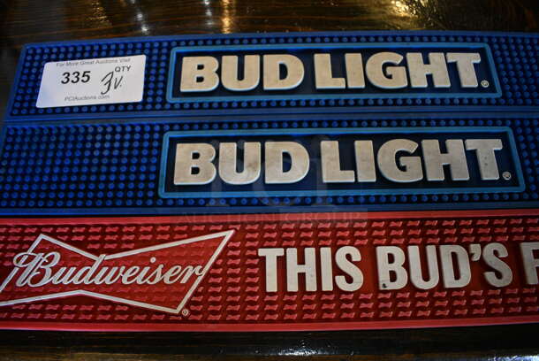 3 Bar Mats; 2 Blue Bud Light and 1 Red Budweiser. 24x3.5x0.5. 3 Times Your Bid! - Image 3 of 4