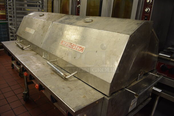 SWEET! MagiCater Stainless Steel Commercial Floor Style Propane Gas Powered Charbroiler Smoker on Commercial Casters. 68x34x52. Unit Was Working When Restaurant Closed! - Image 10 of 11