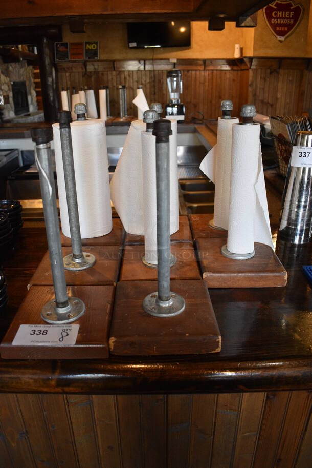 8 Wooden and Metal Countertop Paper Towel Holders. 7x7x14. 8 Times Your Bid!