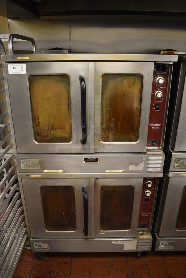 2 FANTASTIC! Southbend Stainless Steel Commercial Gas Powered Full Size Convection Oven w/ View Through Doors, Metal Oven Racks and Thermostatic Controls on Commercial Casters. BUYER MUST REMOVE. 38x33x65. 2 Times Your Bid! Unit Was Working When Restaurant Closed! - Image 1 of 9