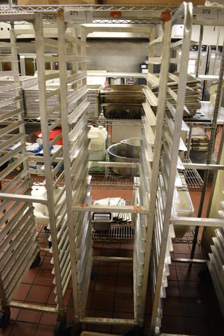 Metal Commercial Pan Transport Rack on Commercial Casters. 16x22x69