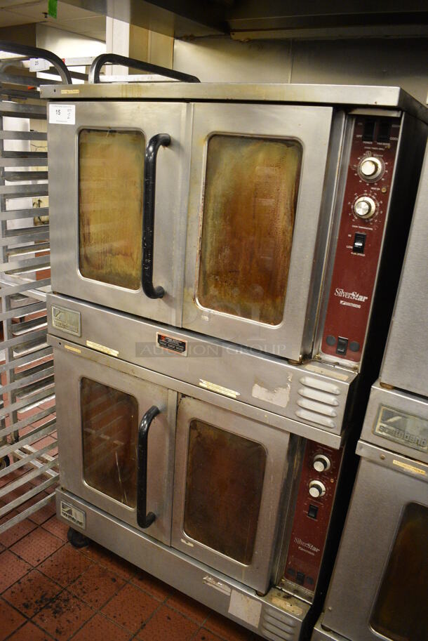 2 FANTASTIC! Southbend Stainless Steel Commercial Gas Powered Full Size Convection Oven w/ View Through Doors, Metal Oven Racks and Thermostatic Controls on Commercial Casters. BUYER MUST REMOVE. 38x33x65. 2 Times Your Bid! Unit Was Working When Restaurant Closed! - Image 7 of 9