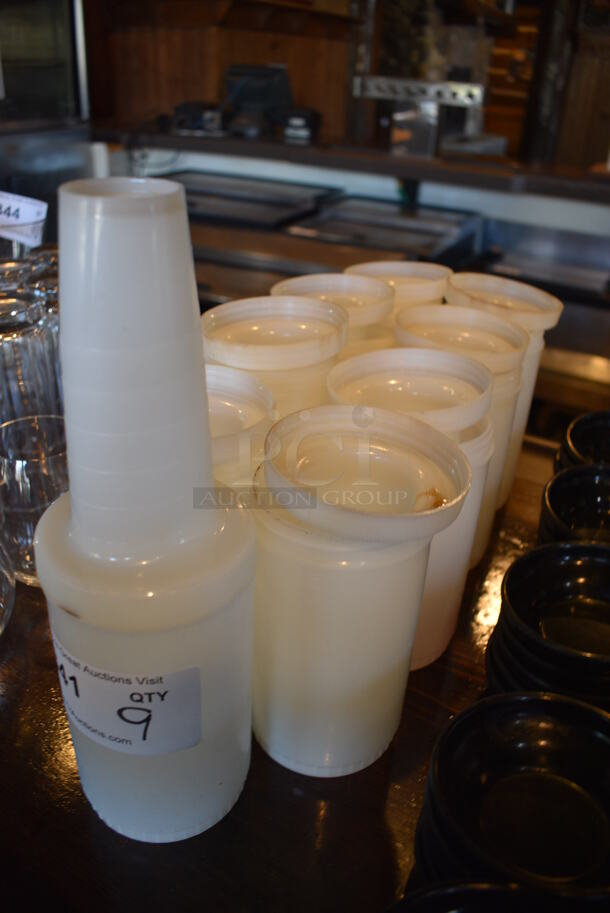 9 White Poly Containers w/ Pourer Tops. 3.5x3.5x12. 9 Times Your Bid! - Image 2 of 2