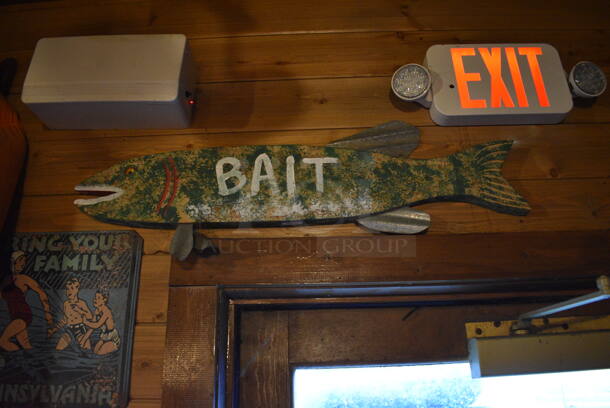 ALL ONE MONEY! Lot of Various Wall Decorations Including Fish, Fish Signs, Life Vest, Various Signage! BUYER MUST REMOVE - Image 4 of 6