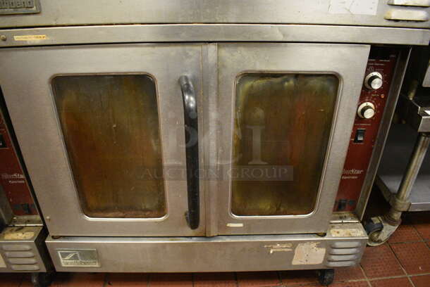 2 FANTASTIC! Southbend Stainless Steel Commercial Gas Powered Full Size Convection Oven w/ View Through Doors, Metal Oven Racks and Thermostatic Controls on Commercial Casters. BUYER MUST REMOVE. 38x33x65. 2 Times Your Bid! Unit Was Working When Restaurant Closed! - Image 4 of 9