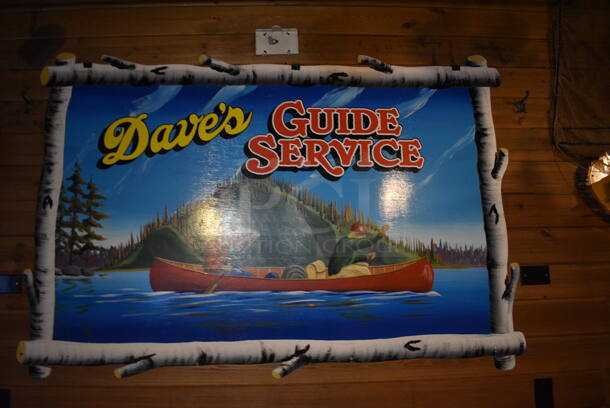 ALL ONE MONEY! Lot of Various Wall Decorations Including Dave's Guide Service, Scott Atwater Sign, Seat Pillow, Net and Fish! BUYER MUST REMOVE - Image 3 of 4