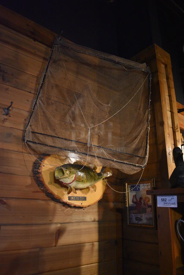 ALL ONE MONEY! Lot of Various Wall Decorations Including Dave's Guide Service, Scott Atwater Sign, Seat Pillow, Net and Fish! BUYER MUST REMOVE - Image 4 of 4