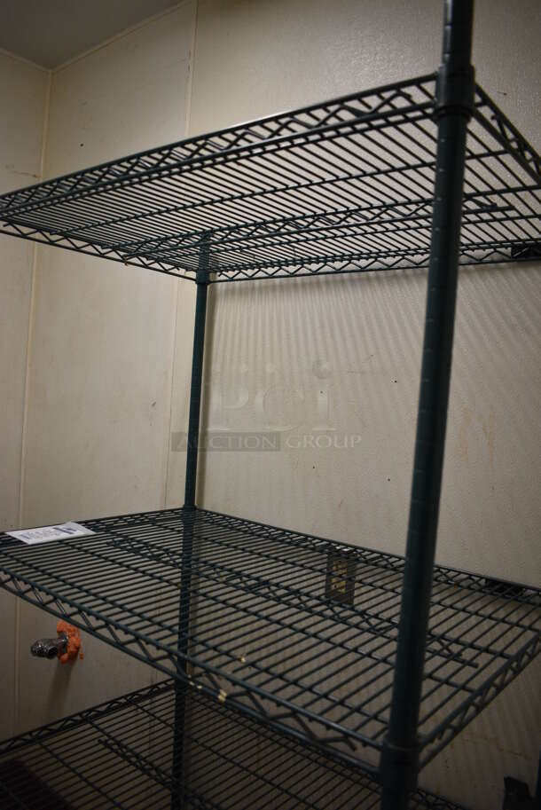 Green Finish 4 Tier Metro Style Shelving Unit. BUYER MUST DISMANTLE. PCI CANNOT DISMANTLE FOR SHIPPING. PLEASE CONSIDER FREIGHT CHARGES. 36x24x75 - Image 3 of 4
