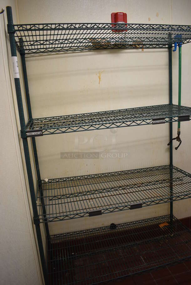 Green Finish 4 Tier Metro Style Shelving Unit. BUYER MUST DISMANTLE. PCI CANNOT DISMANTLE FOR SHIPPING. PLEASE CONSIDER FREIGHT CHARGES. 48x24x75 - Image 2 of 2
