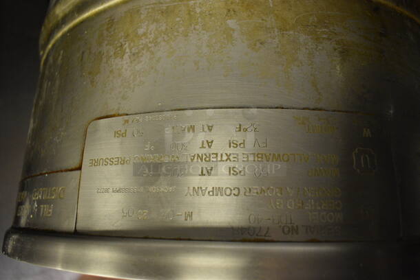 BEAUTIFUL! 2005 Groen Model TDB-40 Stainless Steel Commercial Electric Powered 40 Gallon Tilting Kettle. 208 Volts, 3 Phase. BUYER MUST REMOVE. 28x28x45. Unit Was Working When Restaurant Closed! - Image 5 of 7