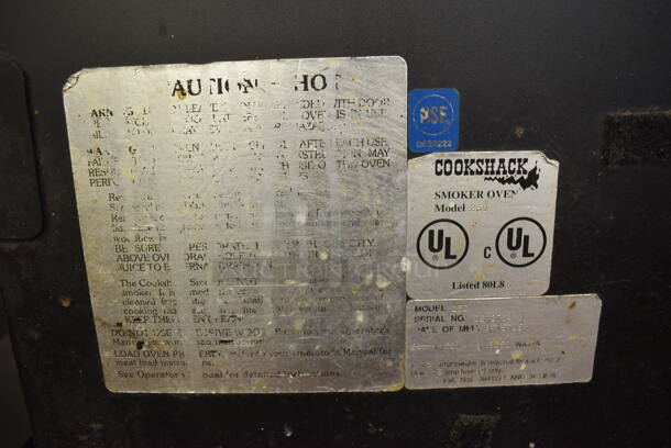 SWEET! Cookshack Model 250 Metal Commercial Electric Powered Smoker w/ Metal Racks on Commercial Casters. 240 Volts. 26.5x27x63. Unit Was Working When Restaurant Closed! - Image 5 of 8